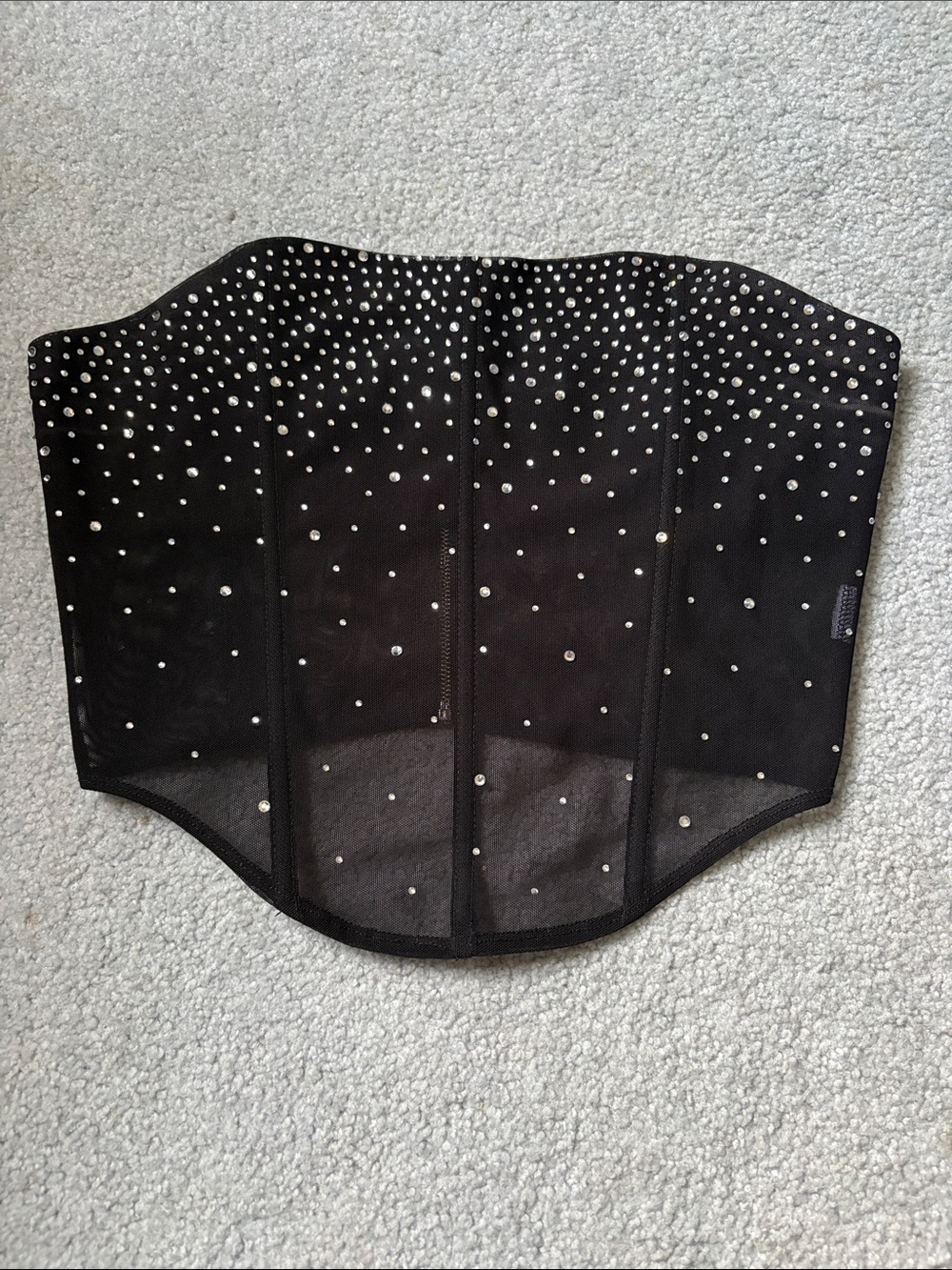 Discovery Black Rhinestone Mesh Corset Top